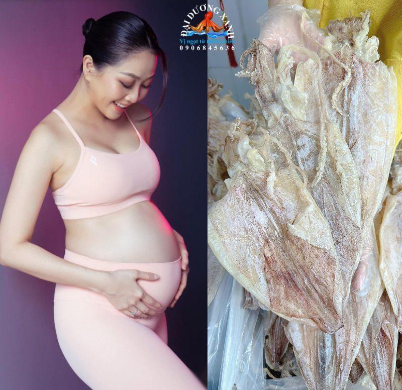 bầu 4 tháng ăn mực khô được không